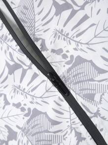 Manfinity Homme Men's Long Sleeve Vacation Tropical Plant Print Zip-Up Rave Bomber Jacket, Fall - Multicolor - View 4