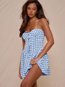 MUSERA 女士格子迷你连衣裙伊比沙岛西部假日海滩度假 7 月 4 日夜间外出秋季约会之夜、夜间外出、生日圣诞节秋冬