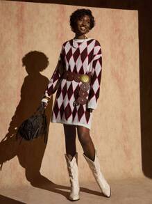 Bóhologie Women Sweater Dress With Jaquard Detail,Petite