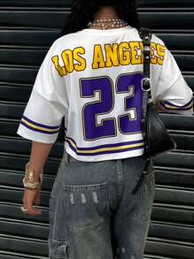 Rovax Women's Summer Letter Print Round Neck Short Sleeve Casual T-Shirt - Multicolor - View 2