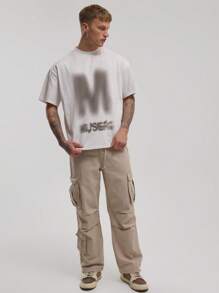 Men M Fade Musero Oversized Graphic T-Shirt For Spring Summer - Beige - View 4