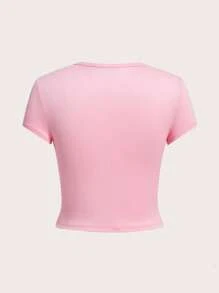 SHEIN EZwear 4 件套黑色、绿色、粉色、灰色休闲圆领短袖紧身女士 T 恤，适合夏季 - 彩色 - 查看 2