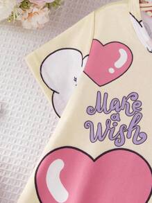 Back To School FashionGirl Toddler Cute Unicorn & Cloud Love Pattern Fashionable, Cozy Round Neck Short Sleeve Long Nightgown Loungewear Girls Unicorn Clothes Children Girl Clothes