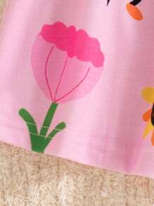 Baby Girls' Cute Bee Graphic Sleeveless Dress, Fashion New Style For Spring & Summer Bee Dress Toddler Pink Toddler Bee Dress Sunflower Dress Toddler - Pink - View 8