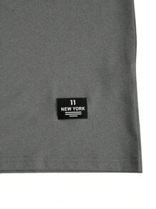 Manfinity Homme 男士字母徽标圆领短袖休闲 T 恤和抽绳腰短裤套装 - 灰色 - 查看 4