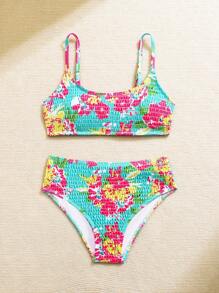 SHEIN Floral Print Bikini Set, Holiday Style - Multicolor - View 4