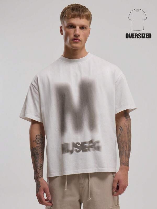 Musero M Fade Musero Oversized Graphic T-Shirt For Spring Summer