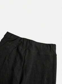 SHEIN Teen Girl Fitted Casual Solid Color Off Shoulder T-Shirt And Flared Long Pants Set