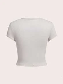 SHEIN EZwear 4 件套黑色、绿色、粉色、灰色休闲圆领短袖紧身女士 T 恤，适合夏季 - 彩色 - 查看 9