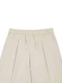 Manfinity Homme Men's Solid Color Drawstring Waist Pocket Straight Loose Casual Pants - Beige - View 6