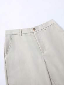 Manfinity Mode Conjunto de chaqueta y pantalón en talla grande para hombre, de unicolor y marrón jaspeado, de manga larga y cuello solapa