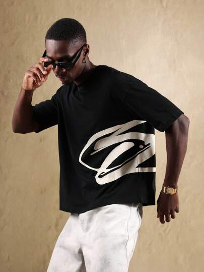 SUMWON 街头服饰 图形设计 短袖 棉质 T 恤 超大号 休闲 都市风格 单色 徽标印花 现代 经典 日常 必备