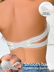 SHEIN 1pc Women's Front Closure Backless Tube Top Bra - White - View 2