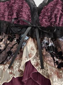 ROMWE J-Fashion 千禧嬉皮复古植绒纹理褶饰不对称下摆多层女式吊带背心