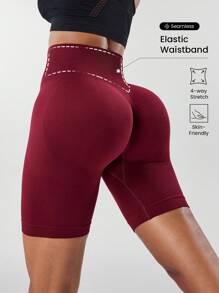 Easithlete 3 Pieces Women's Solid Color High Waist Casual Fitness Workout Shorts Workout Short - Multicolor - View 3