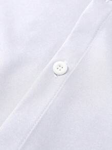 Manfinity Mode 男士休闲时尚长袖衬衫男士白色正装衬衫商务休闲男士衬衫商务衬衫男士白色正装衬衫白色纽扣衬衫。送给男朋友或丈夫的绝佳礼物。 - 白色 - 查看 4