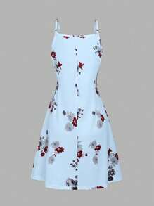 EMERY ROSE 女士时尚浪漫优雅印花吊带迷你连衣裙