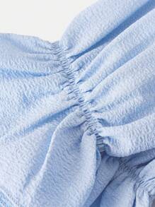 SHEIN Tween Girls' Elegant Waist Cinched Long Sleeve Midi Length Dress Fall Winter - Baby Blue - View 4