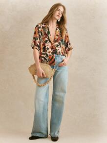 Écloséra 法国复古修身吊带腰收腰艺术印花棕色夏季女式连体衣 - 彩色 - 查看 2