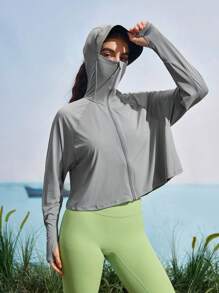 In My Nature Jachetă de protecție solară cu glugă pentru femei, culoare uni, vară