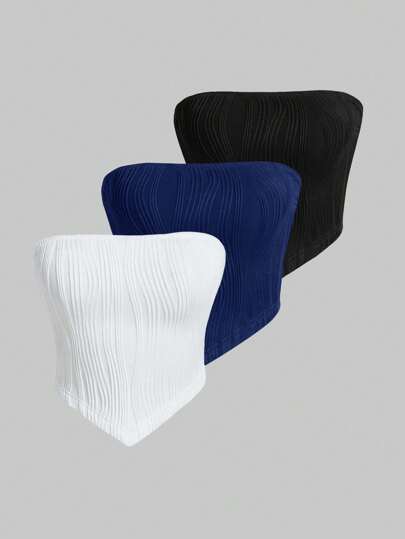 INAWLY Top Asimétrico Sin Tirantes Con Dobladillo Para Mujer