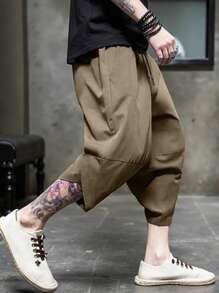 Manfinity Homme Pantalones cortos holgados tipo capri y estilo casual con estampado nacional para hombres