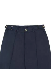 Manfinity Bizformal Naples 男士白色可调节腰部直筒修身正装裤男士西装裤男士西装裤男士正装裤 - 藏蓝色 - 查看 7