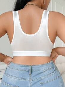 SHEIN 1 Pc Front Opening Plus Size Wireless Bra, Lift - White - View 2