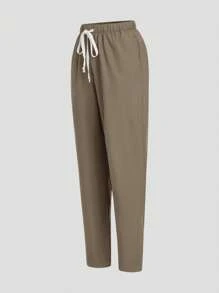 TaskEZ Uniform Set: V-Neck Short Sleeve Tailored Blouse And Drawstring Straight Leg Casual Pants, Scrub Sets