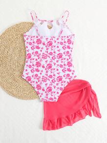 Tween Girl Random/2pcs Printed Swimsuit - Pink - View 2