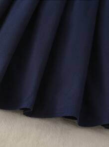 SHEIN Explorewe 女童简约百褶背带裙，可爱学院风，百搭夏季，2025年返校季年轻女孩校服和运动装 - 藍色 - 查看 7