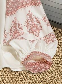 Lacomfia Women's Casual Lantern Sleeve Floral Print Blouse, Spring/Summer Fall Cloth For Women