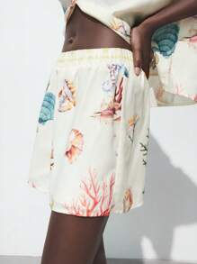 Maija Summer Bohemian Ocean Print Pattern Comfortable Casual Vacation Beach Festival Shorts For Women Printed Shorts Shorts Summer Graphic Shorts Summer Shorts Seashell Shorts,Halloween