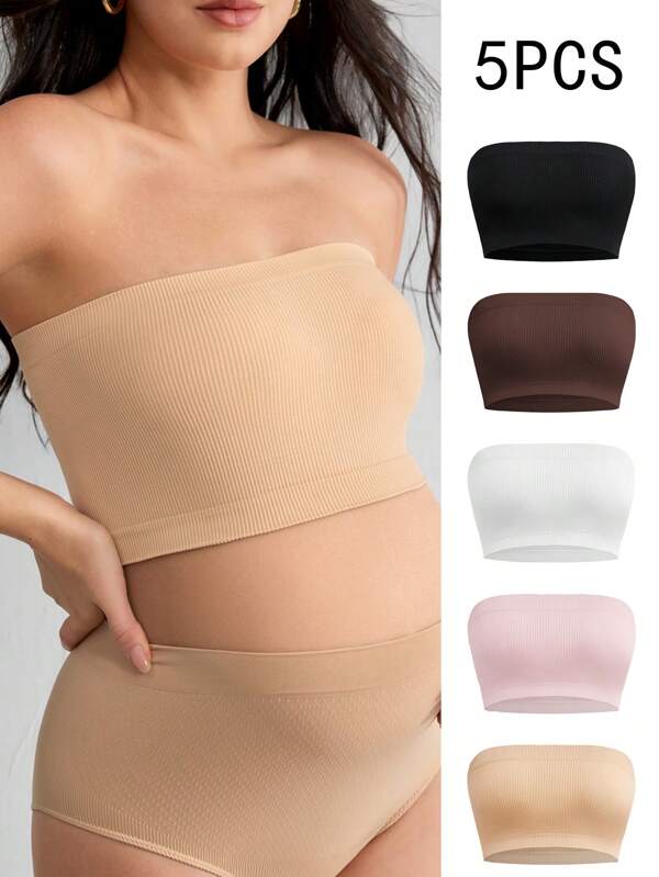 SHEIN BloomMama 5pcs 3D Seamless Wireless Bra, Maternity Lingerie