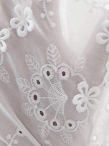 Solivie Blusa con mangas abullonadas bordadas, adecuada para vacaciones y uso diario