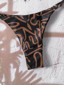 Swim Vcay Women's Summer Random Print Metal Decor Halter Sexy Bikini Set - Multicolor - View 6