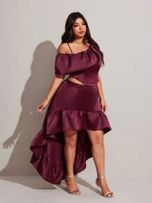 Viva Relle 大码女式露肩优雅晚礼服，性感婚礼毕业礼服，两件套