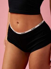 Missguided x Playboy Bộ đồ ngủ hai mảnh tay ngắn họa tiết sọc Giáng sinh - màu đen - Xem 7