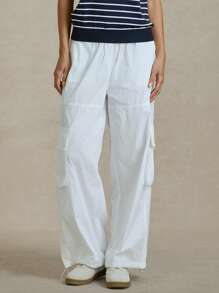 Briarwyn 休闲纯色直筒工装裤女款夏季下装 7 月 4 日机场款 - 米色 - 查看 5