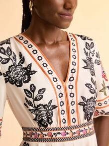 CAJUNI Damen lässiger V-Ausschnitt Jumpsuit mit Ananas, Päonie & tropischem Blume Muster, kurze Ärmel, elastischer Taille, weite Passform für Sommer Strand Urlaub