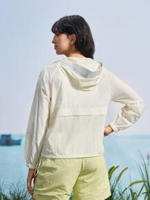 In My Nature 女士休闲纯色连帽防晒夹克 - 白色 - 查看 10
