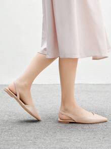 CUCCOO BIZCHIC Almond-Color Pointed Toe Flat Shoes For Women - Pink - View 4