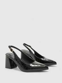CUCCOO BIZCHIC Women's Classic Black Chunky Heel Pumps, Elegant For Commuting, Dating, Party, Holiday, Wedding For Christmas Spring Shoes - Black - View 9