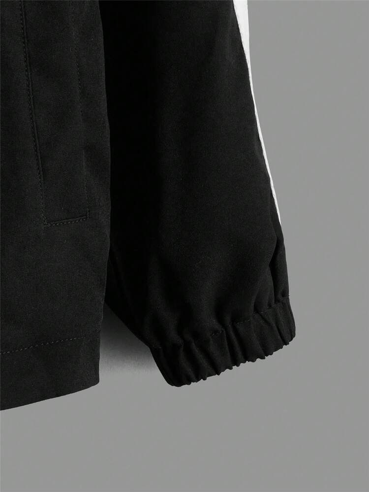 Boys Patched Detail Contrast Tape Teddy Lined Hooded Coat