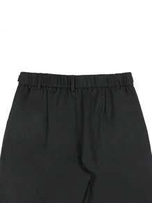 Manfinity Bizformal Naples 男式白色可调节腰部直筒修身正装裤 - 黑色 - 查看 8