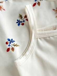 SHEIN Vintaside Kids 4件套女婴休闲可爱兔子熊图案连体衣，适合春夏日常穿着 - 彩色 - 查看 4