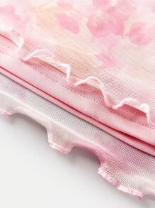 Vestido cómodo y minimalista estilo halter con lazo a la cintura y silueta de línea A para niñas preadolescentes - Rosa - Ver 4