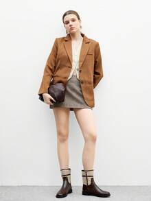 CUCCOO BIZCHIC Botas femininas estilo britânico, fecho de zíper lateral, adequadas para uso diário, confortáveis e versáteis, bico redondo, salto baixo e grosso