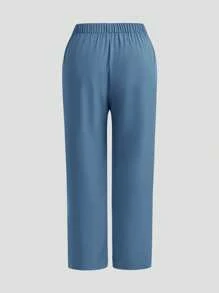 TaskEZ Women Plus Size Solid Color Short Sleeve Top And Pants /Nursing Scrub Uniform