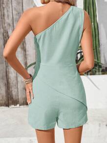 Breezaya Women's Solid Color Sleeveless Romper, Casual Vacation Wear - Mint Green - View 2